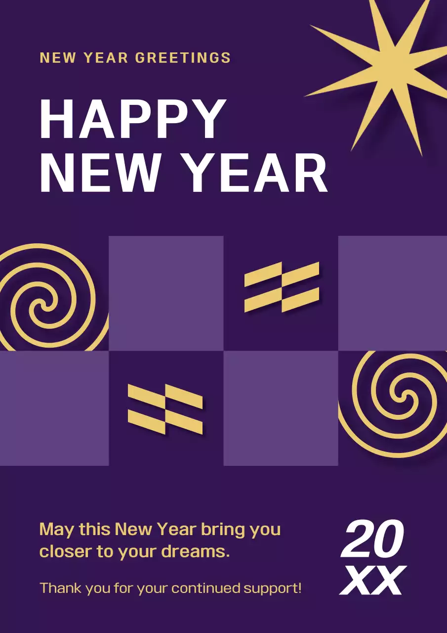 Purple Modern New Year's Card Poster