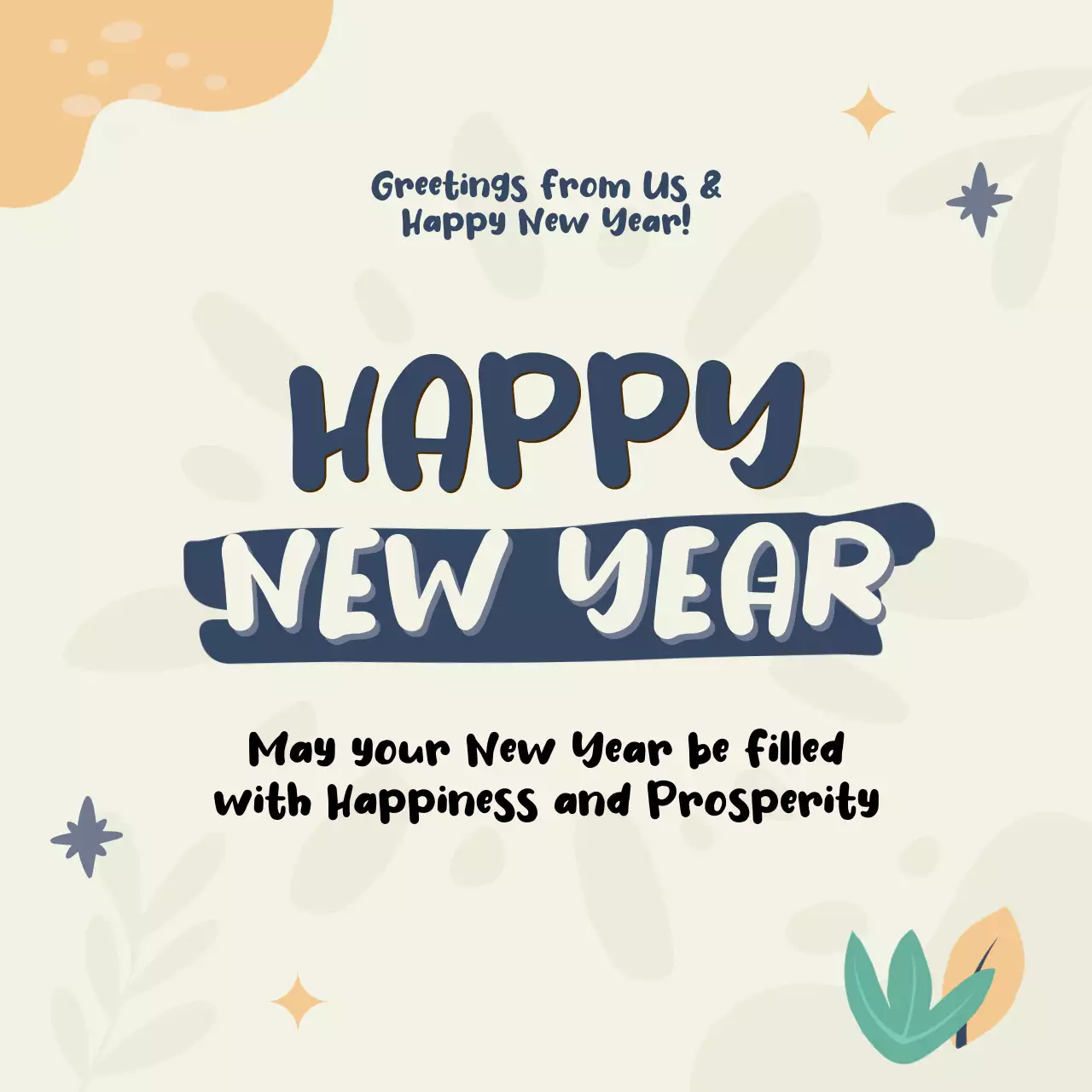 Green Beige Simple New Year's Card Social Media Post