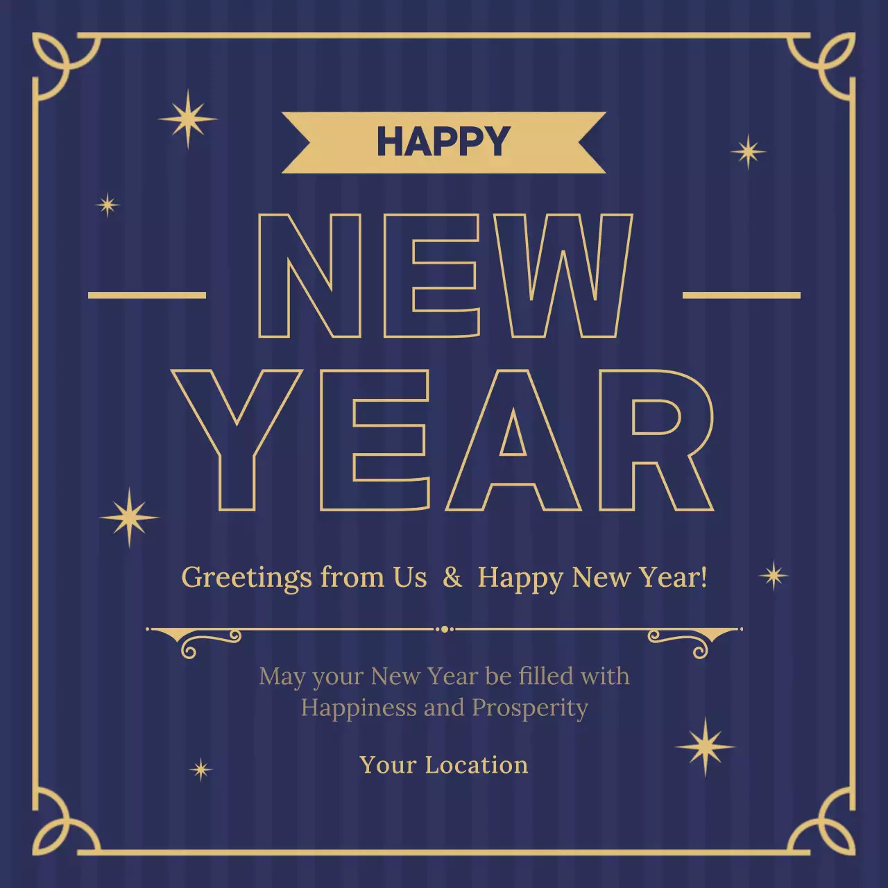 Blue Elegant New Year Invitation Social Media Post