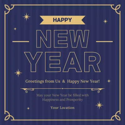 Blue Elegant New Year Invitation Social Media Post