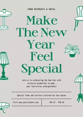 Green Minimal New Year Promotion Poster