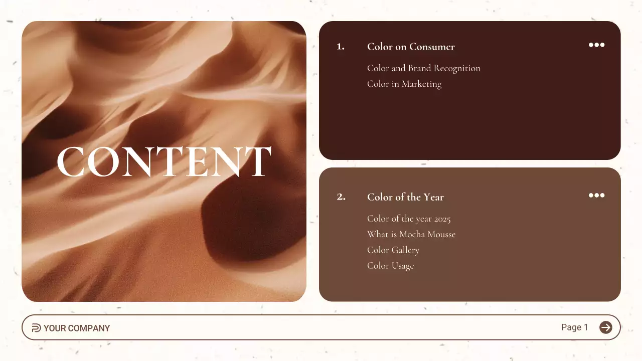 브라운 미니멀 컬러 트렌드 리포트 프레젠테이션