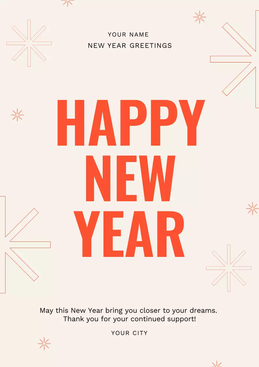 Orange Modern Happy New Year Greeting Poster