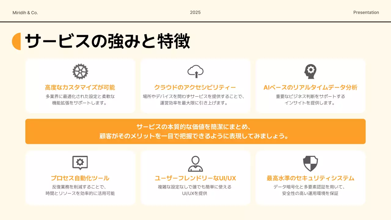 オレンジ モダン ビジネス 資料 プレゼンテーション