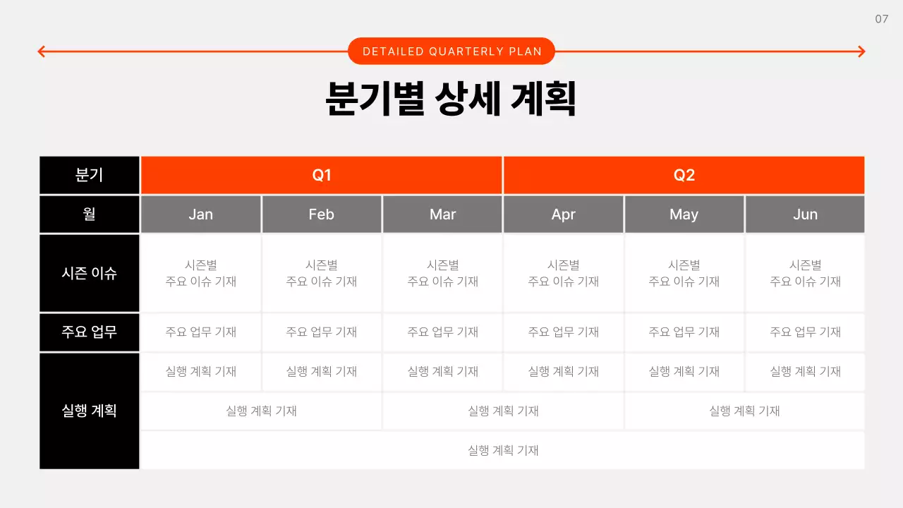 회색 심플 업무 계획서 설명