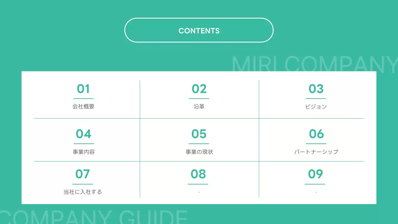 緑 シンプル 会社案内 資料 プレゼンテーション