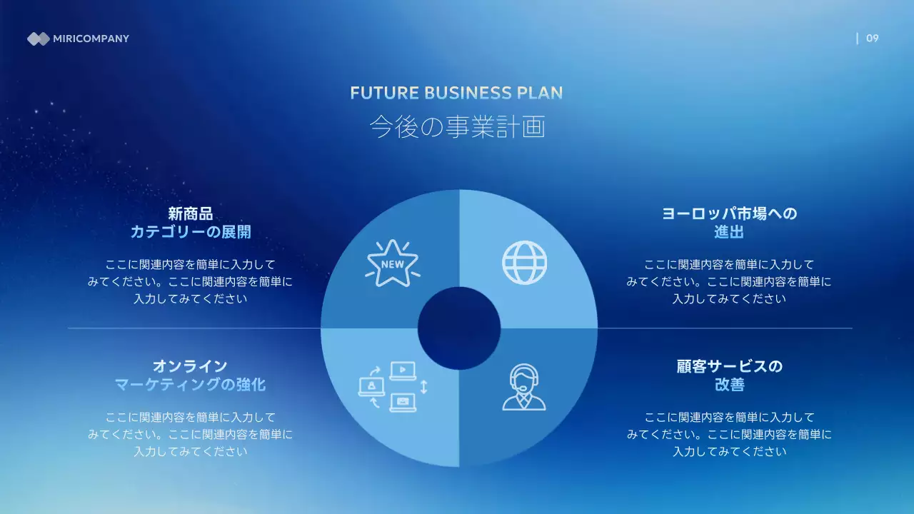 青 モダン ビジネス プレゼンテーション
