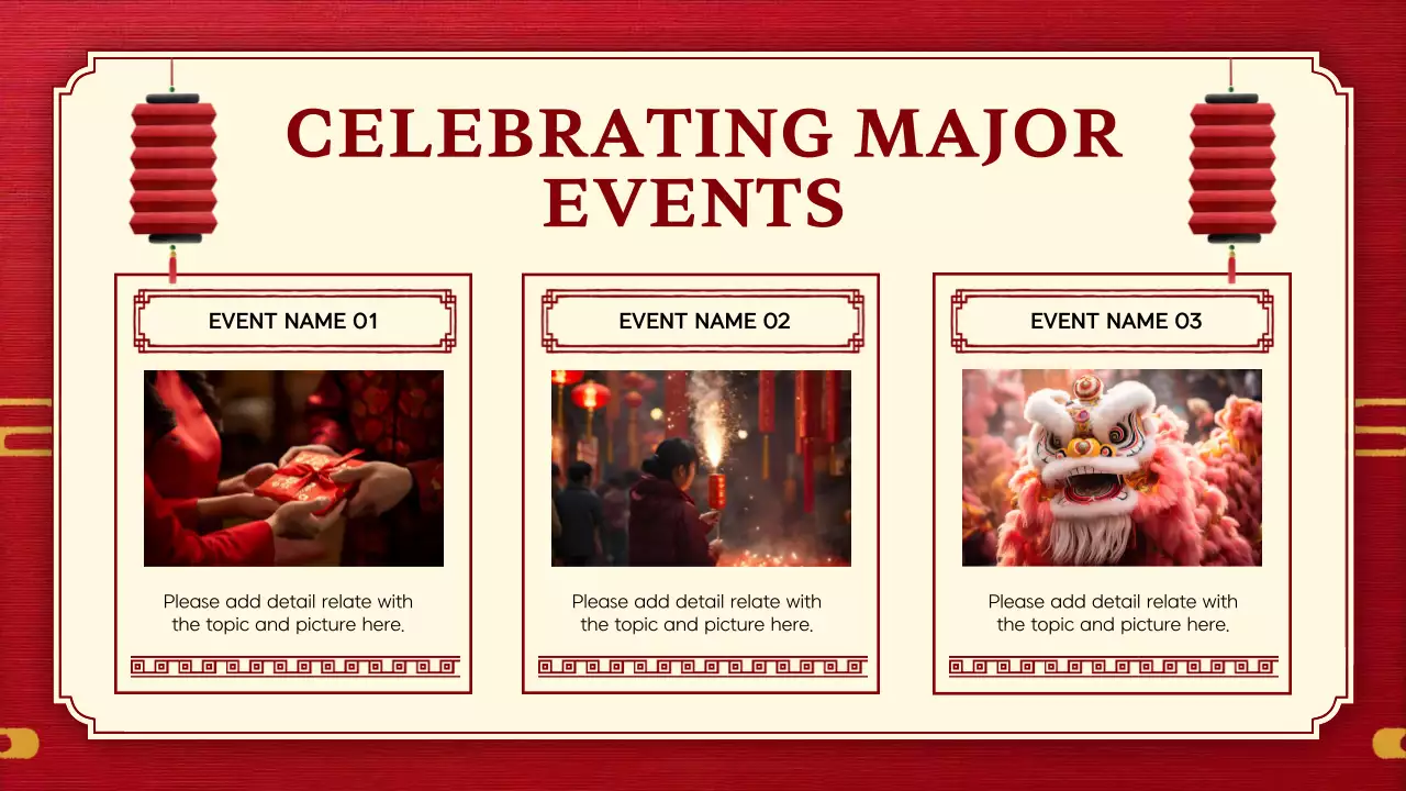 붉은색 전통 새해 발표 프레젠테이션