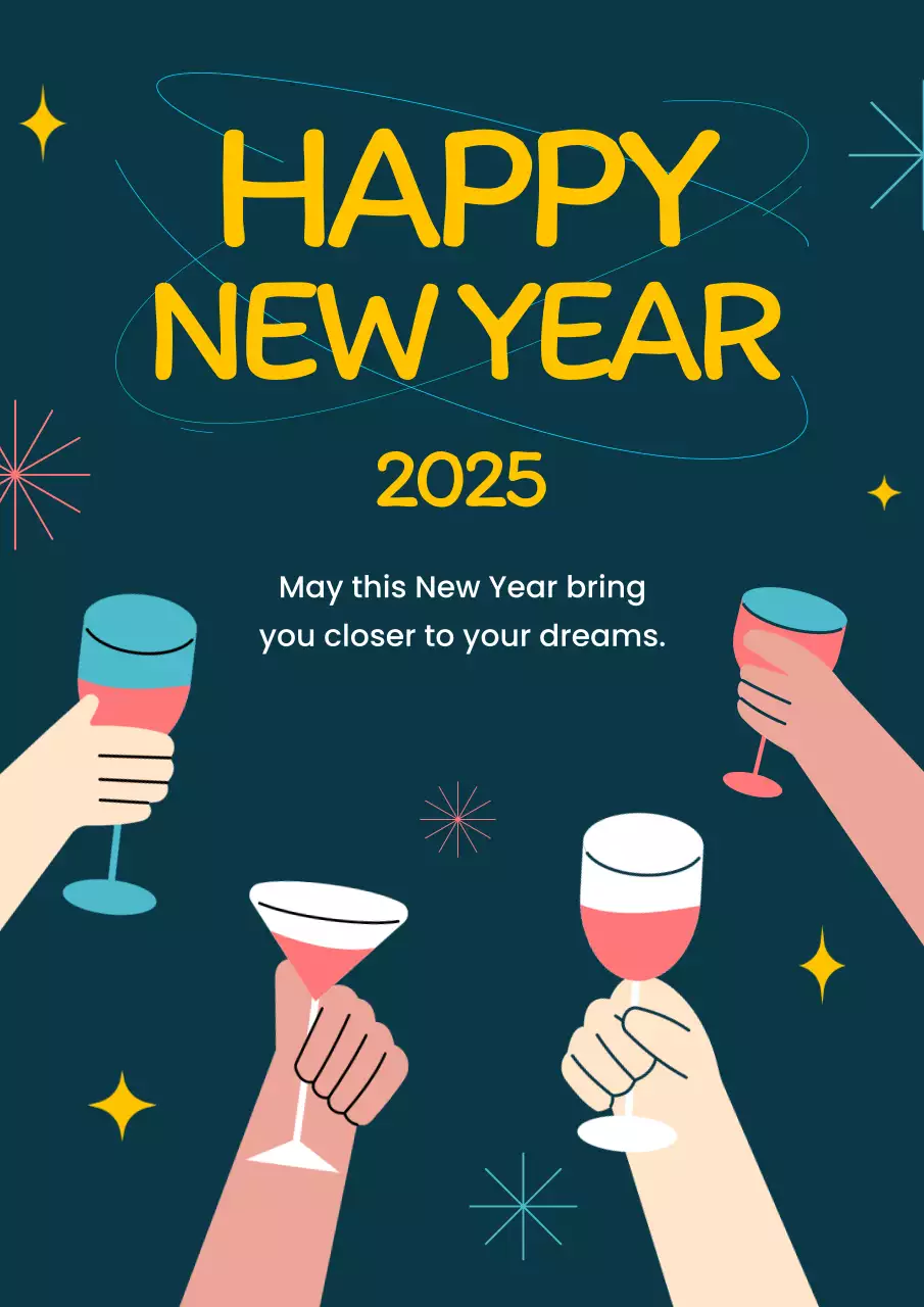 Blue Modern New Year Invitation Poster