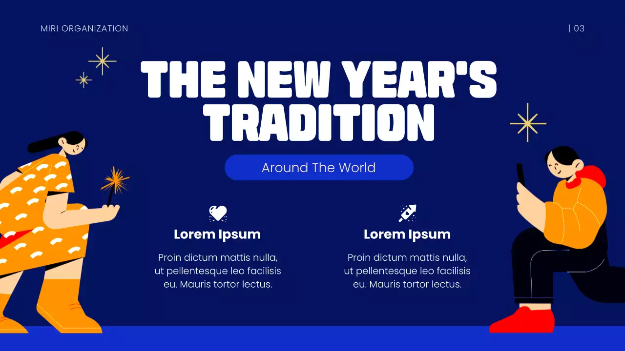 Bài thuyết trình thông báo năm mới hiện đại màu xanh