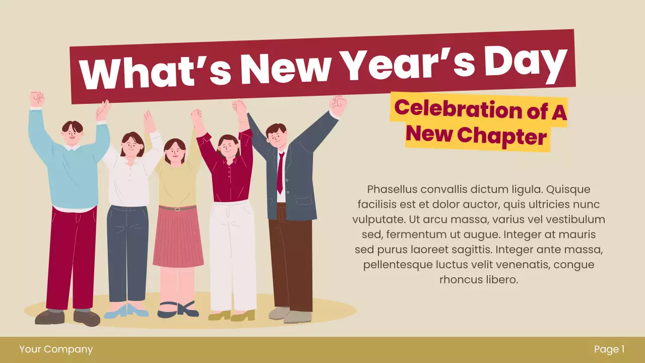 Beige Retro New Year Announcement Presentation