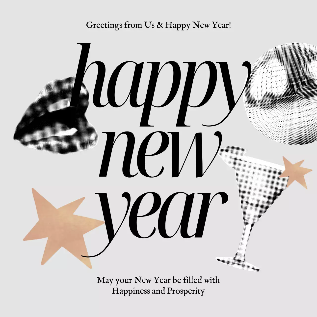 Grey Elegant New Year Invitation Social Media Post