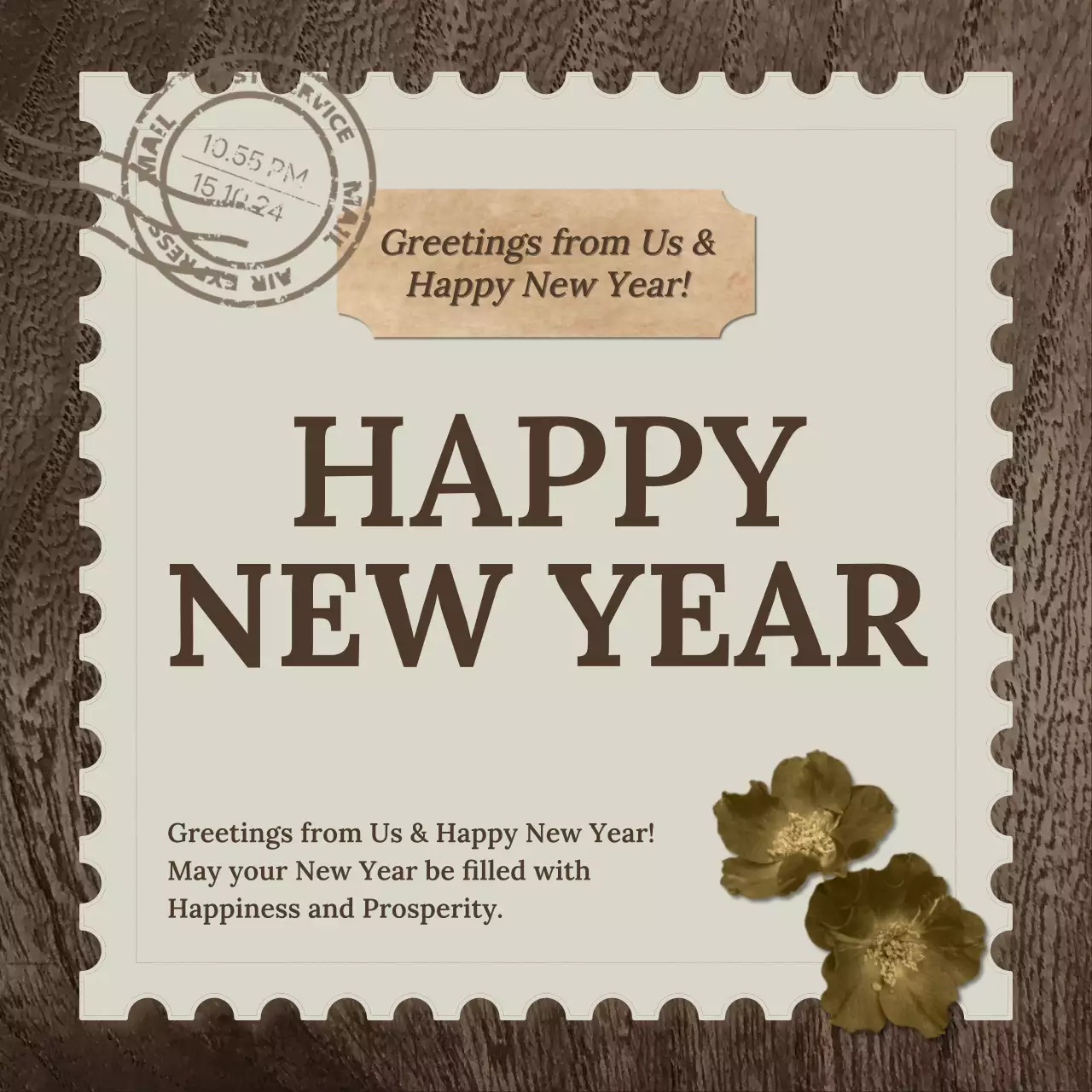 Brown Vintage New Year Invitation Social Media Post