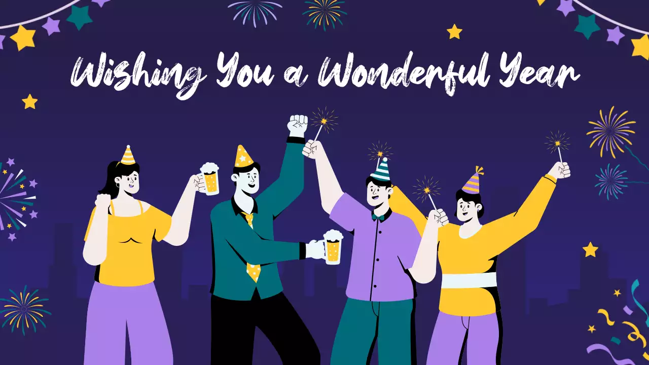 보라색 축제 새해 발표 프레젠테이션