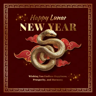 Red Traditional Lunar New Year Greetings Card Social Media Post