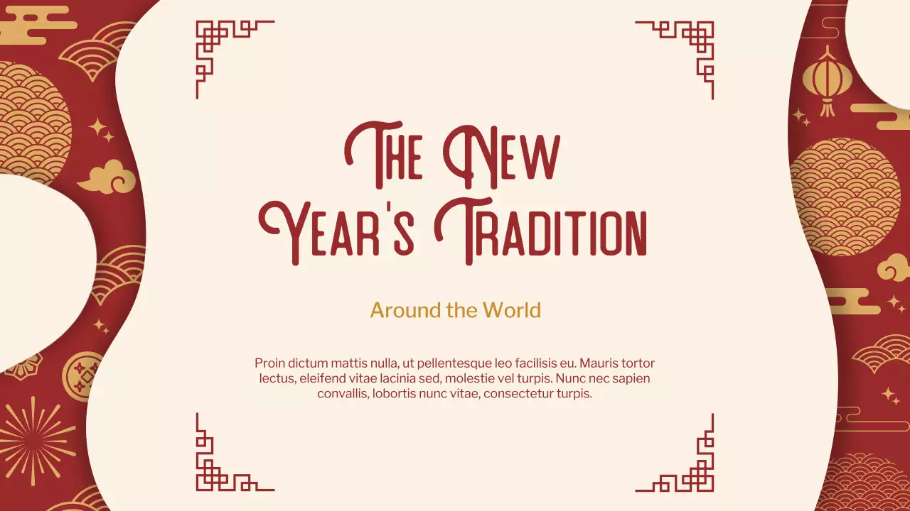 붉은색 전통 새해 발표 프레젠테이션
