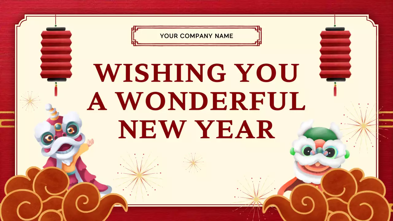 붉은색 전통 새해 발표 프레젠테이션