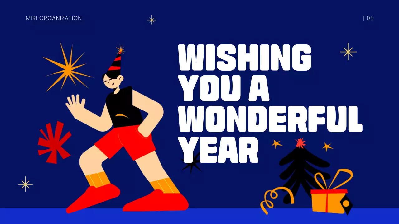 Bài thuyết trình thông báo năm mới hiện đại màu xanh