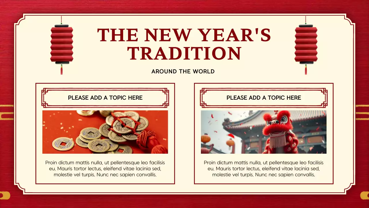 붉은색 전통 새해 발표 프레젠테이션