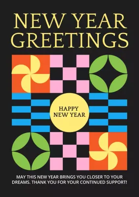 Black Retro New Year Invitation Poster