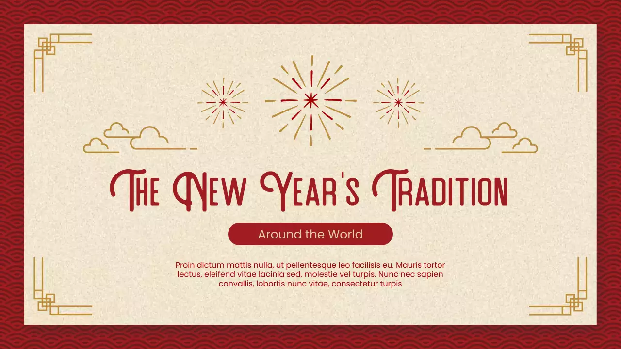 붉은색 전통 새해 발표 프레젠테이션