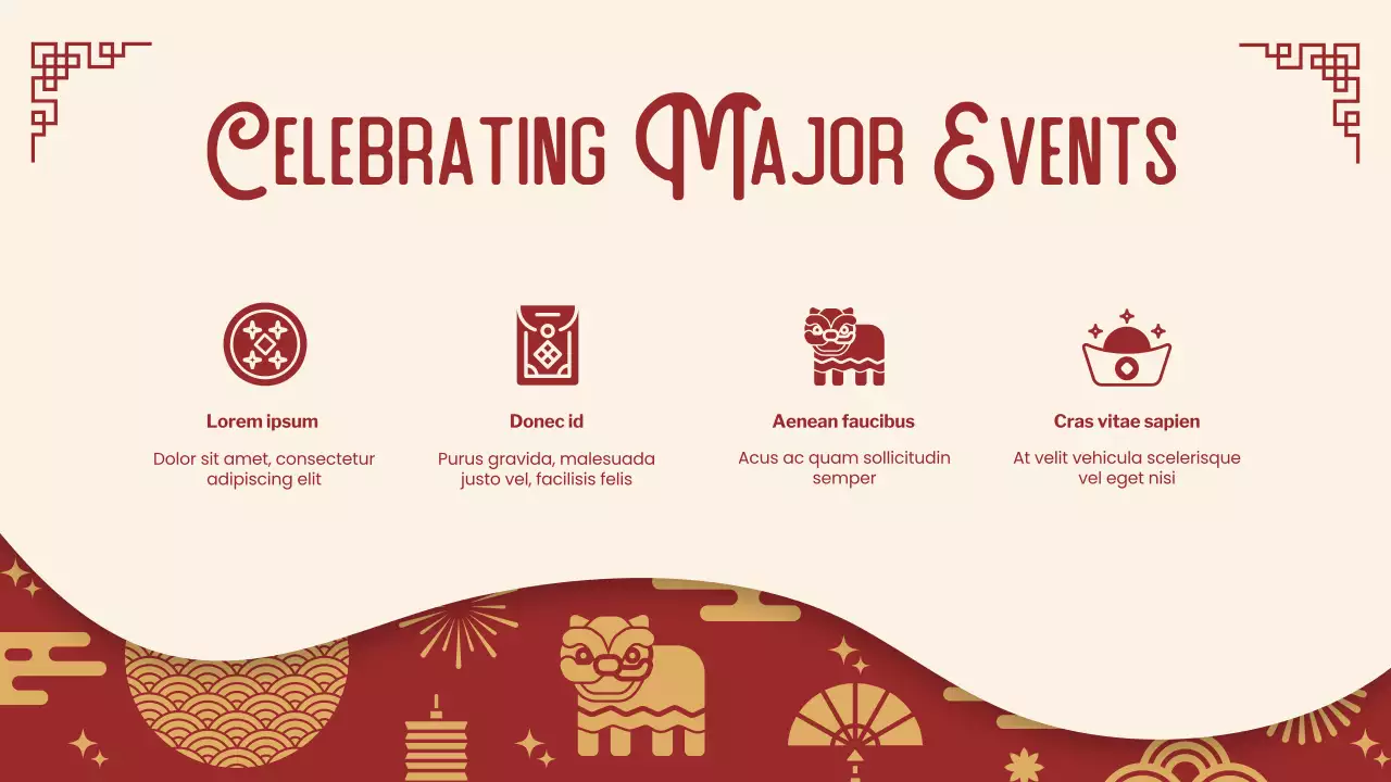 붉은색 전통 새해 발표 프레젠테이션