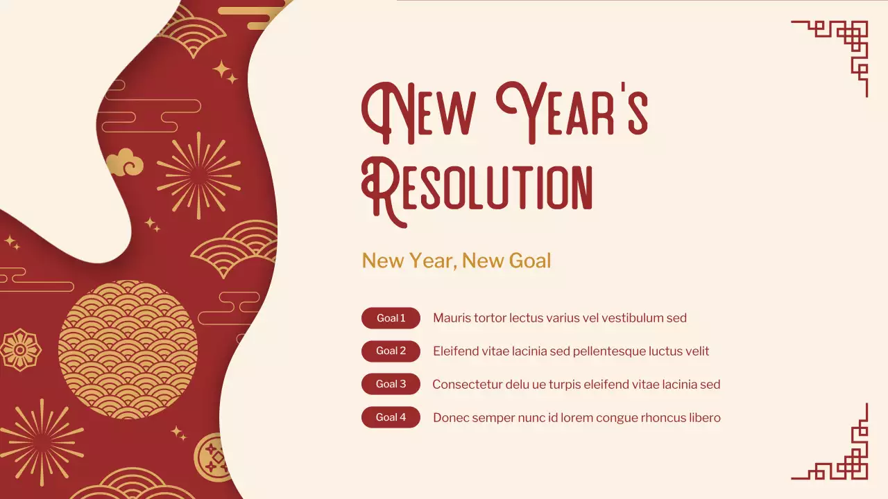 붉은색 전통 새해 발표 프레젠테이션