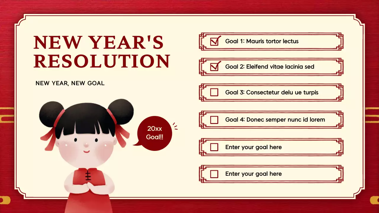 붉은색 전통 새해 발표 프레젠테이션