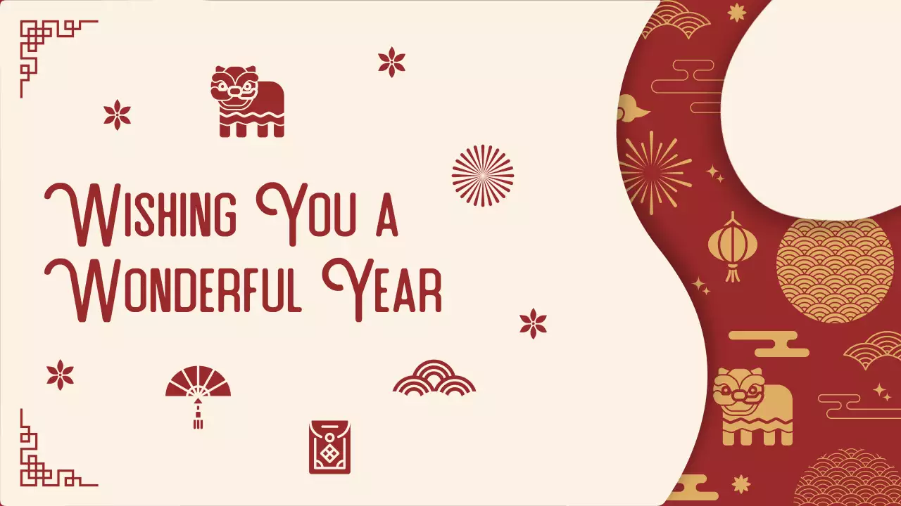 붉은색 전통 새해 발표 프레젠테이션