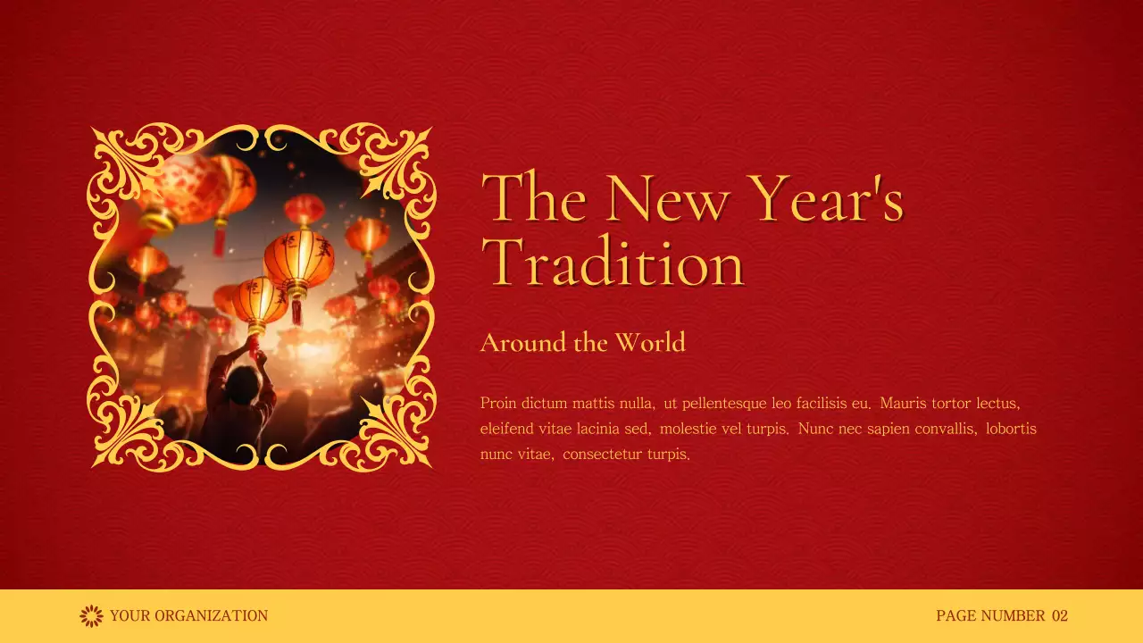 붉은색 전통 음력 설날 안내 프레젠테이션