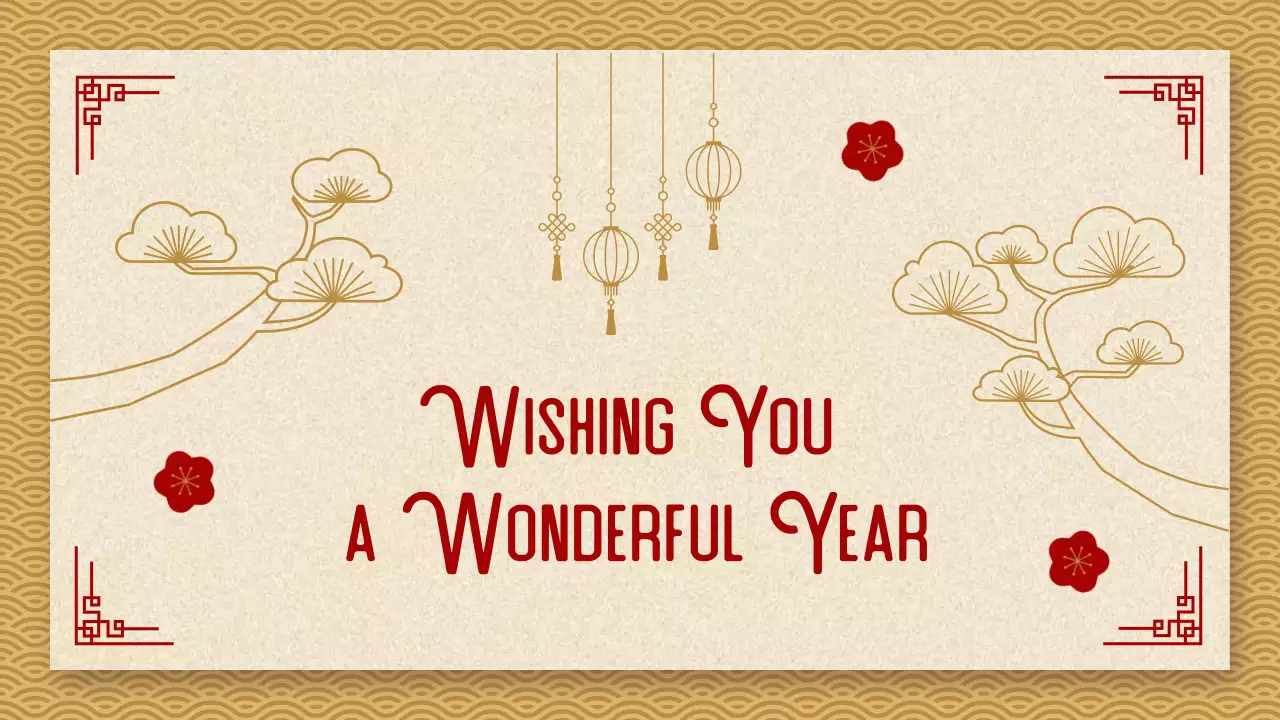 붉은색 전통 새해 발표 프레젠테이션