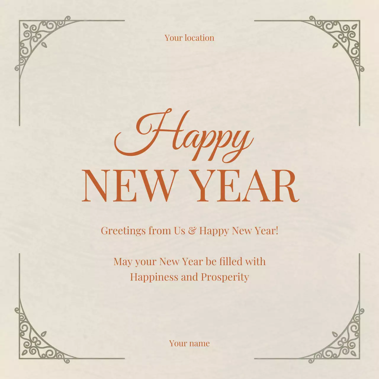 Beige Elegant New Year Social Media Post