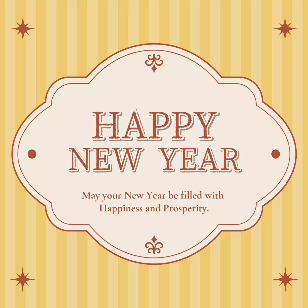 Yellow Vintage New Year's Card Social Media Post