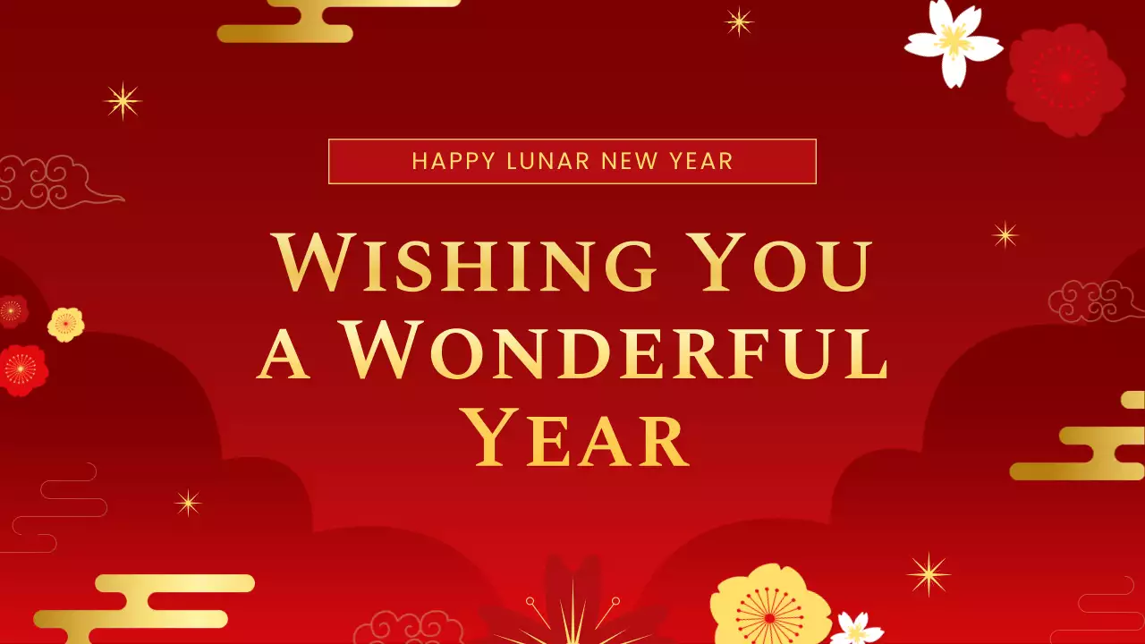 붉은색 전통 음력 설날 안내 프레젠테이션