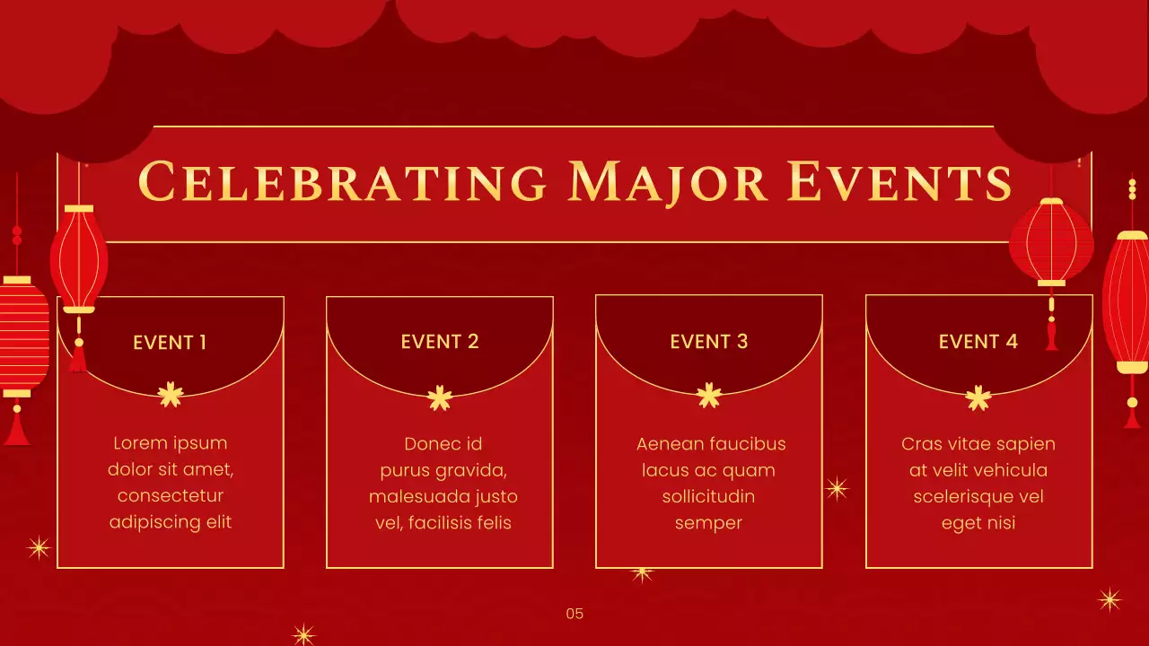 붉은색 전통 음력 설날 안내 프레젠테이션