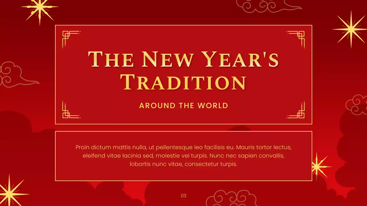 붉은색 전통 음력 설날 안내 프레젠테이션