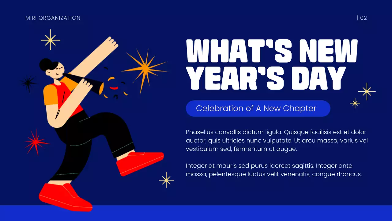 Bài thuyết trình thông báo năm mới hiện đại màu xanh