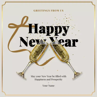 Gold Elegant New Year Invitation Social Media Post