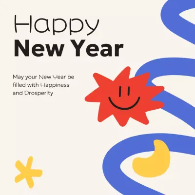 Red Abstract New Year Greetings Card Social Media Post