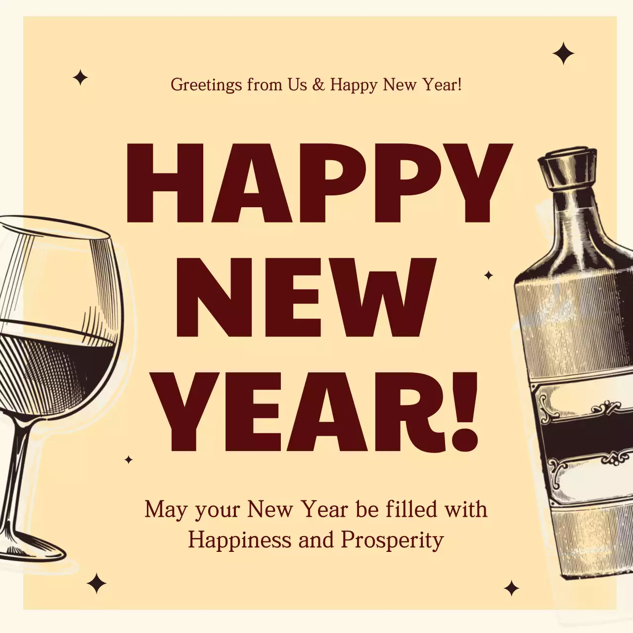 Beige Vintage New Year Invitation Social Media Post