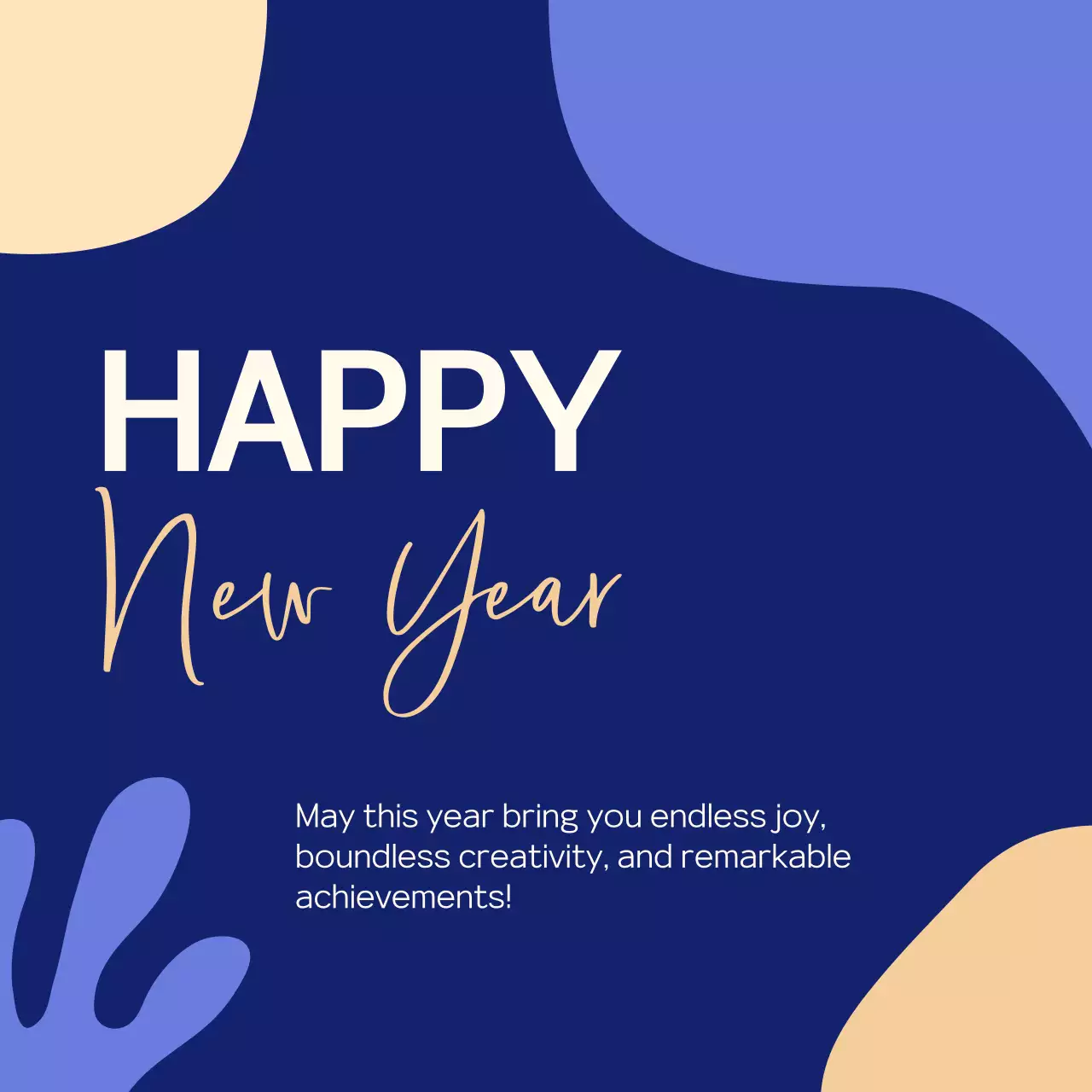 Blue Abstract New Year Greetings Card Social Media Post