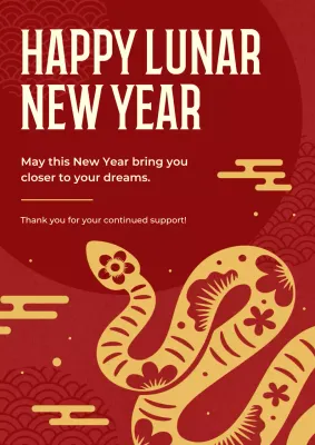 Red Traditional New Year Announcement Poster