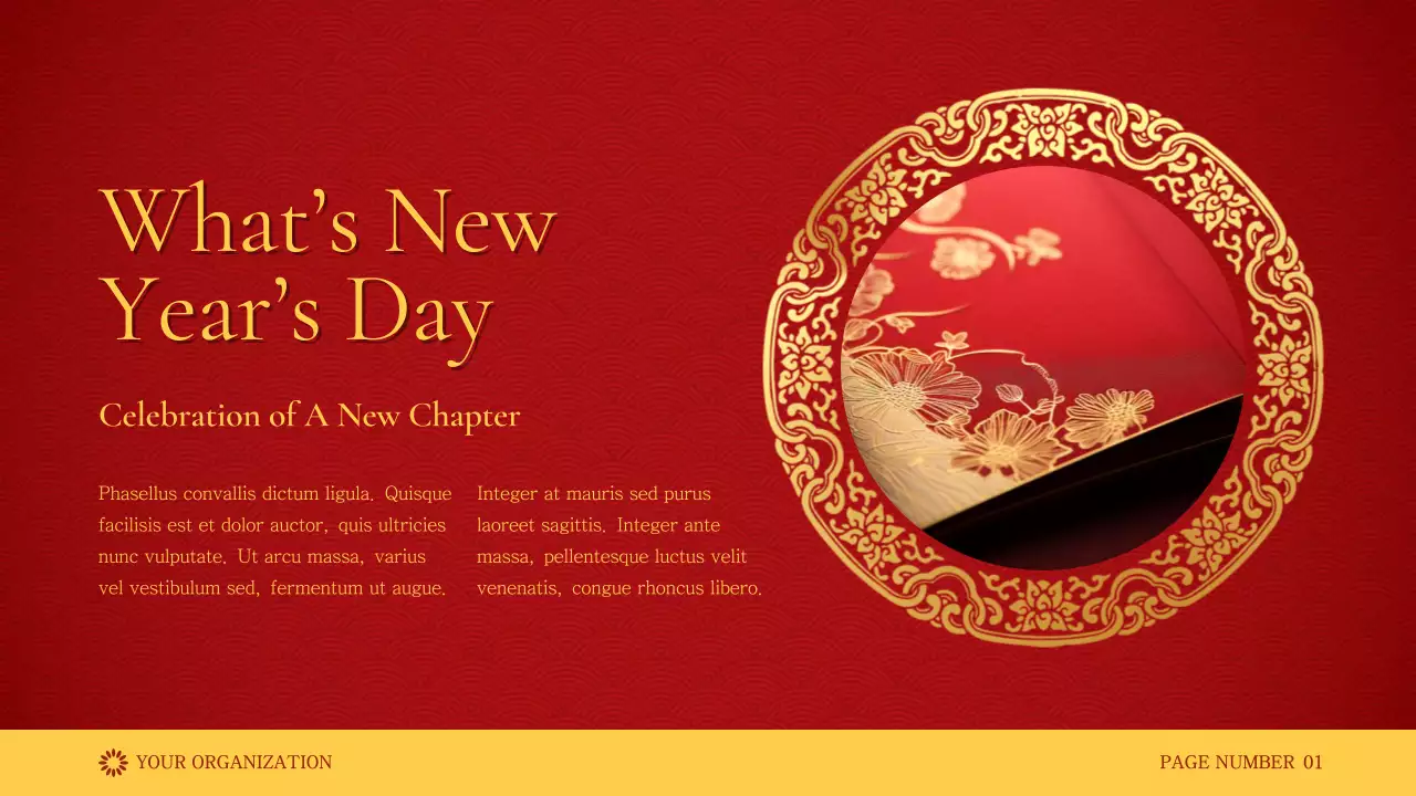 붉은색 전통 음력 설날 안내 프레젠테이션