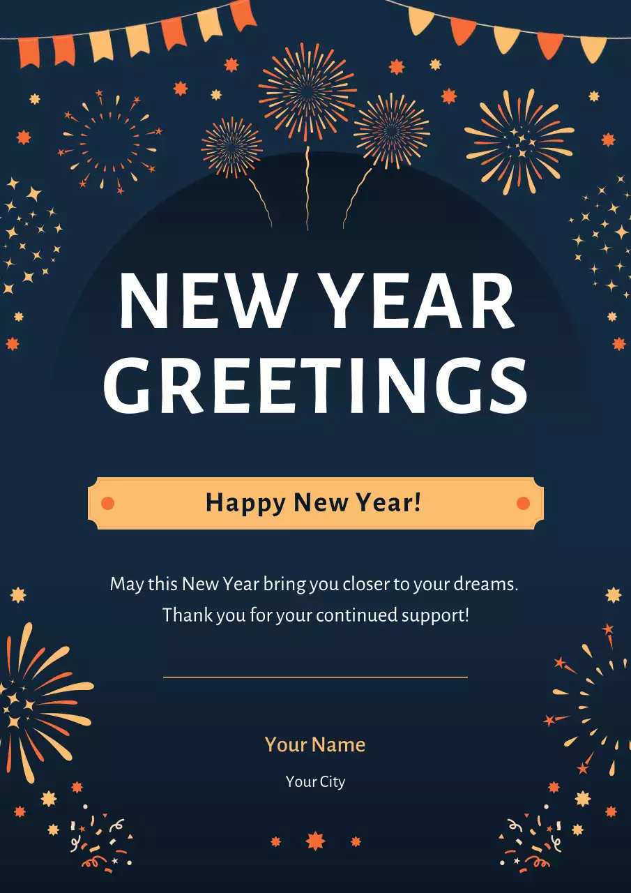 Navy Festive New Year Greeting Card Poster