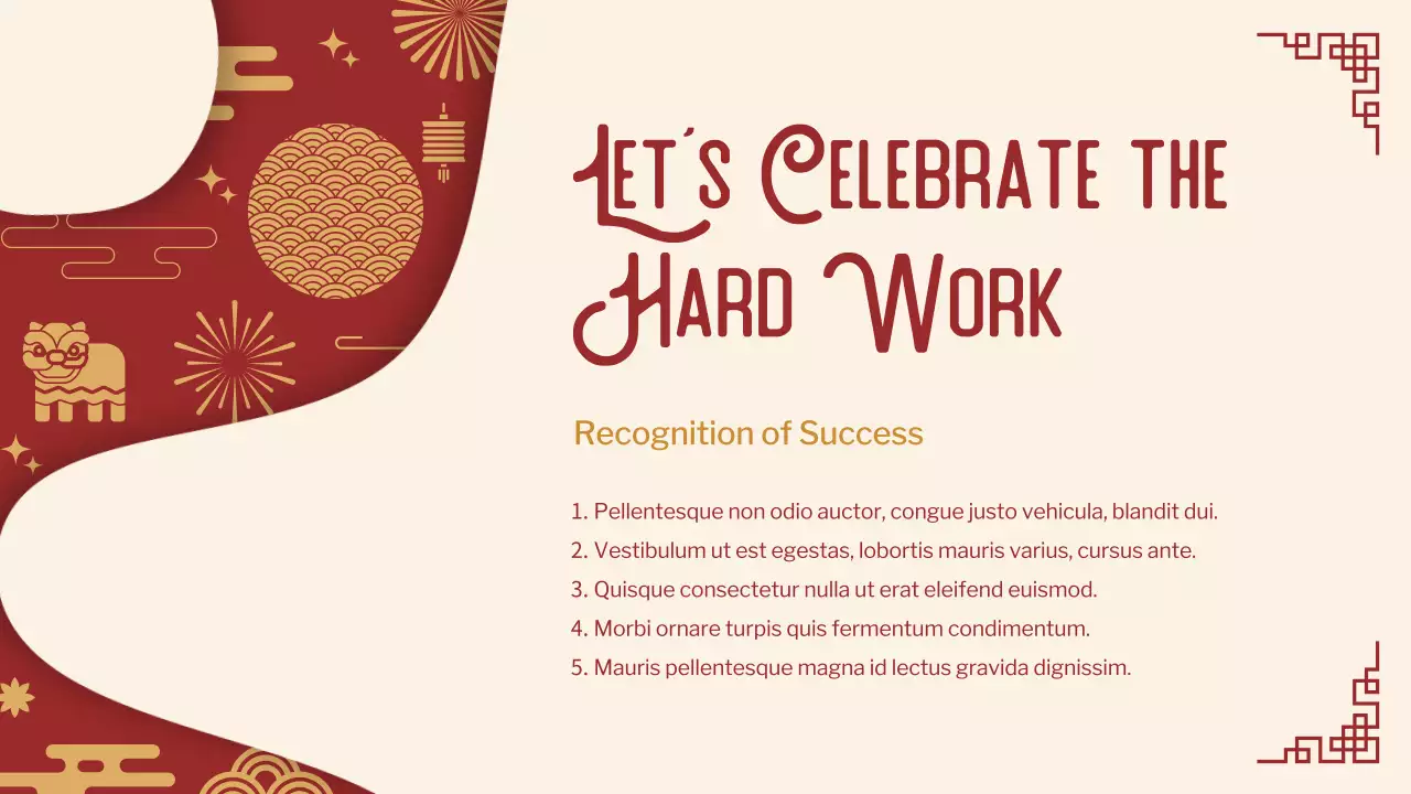 붉은색 전통 새해 발표 프레젠테이션