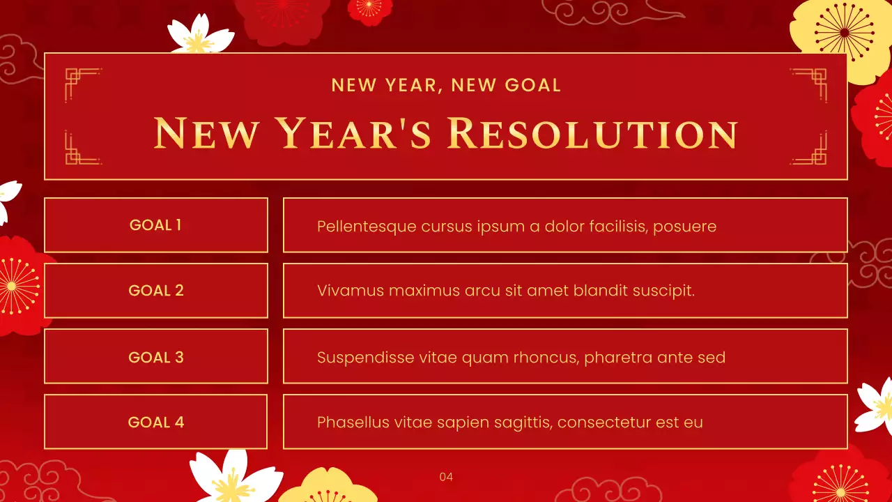 붉은색 전통 음력 설날 안내 프레젠테이션