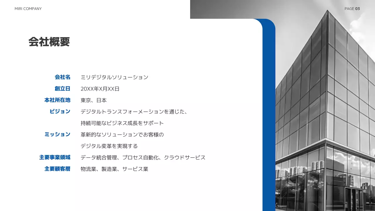 青 シンプル ビジネス 資料 プレゼンテーション