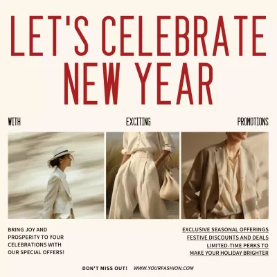 Beige Elegant New Year Promotion Social Media Post