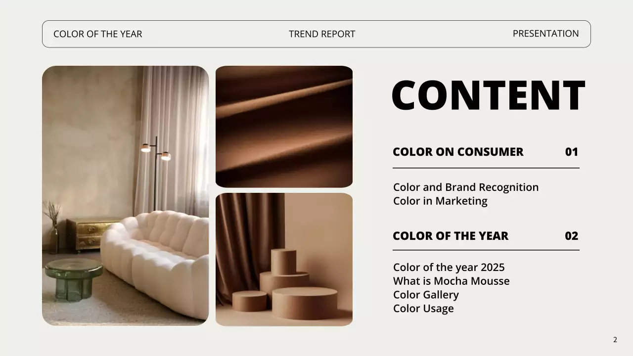 브라운 미니멀 컬러 트렌드 리포트 프레젠테이션