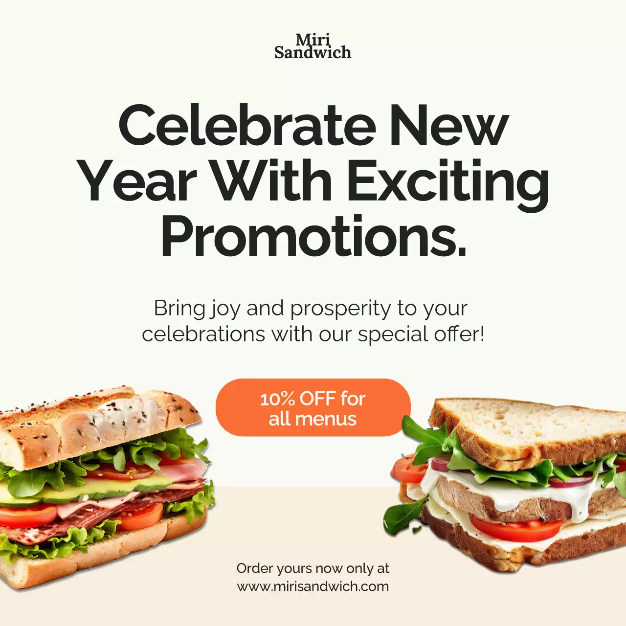 Beige Modern Sandwich Promotion Social Media Post